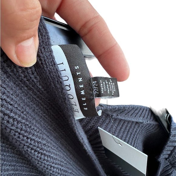 NWT Eloguii Elements Sexy Twisted Open Knitted Blouse. Navy Blue Size 22-24 - Picture 4 of 4